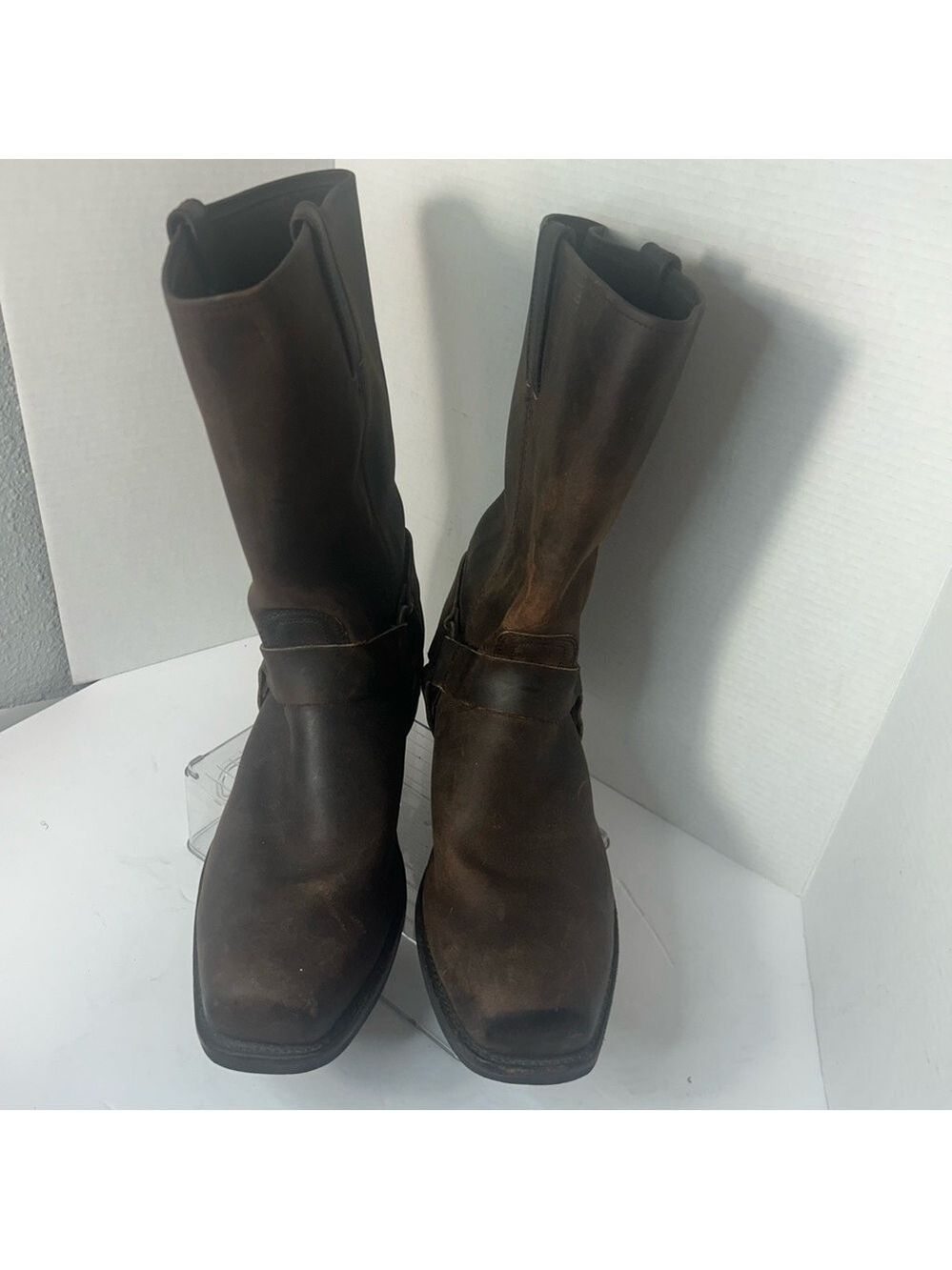 FRYE Gaucho Oiled Brown Conway Leather Harness Moto Biker Western Boot 87350 - Picture 3 of 12